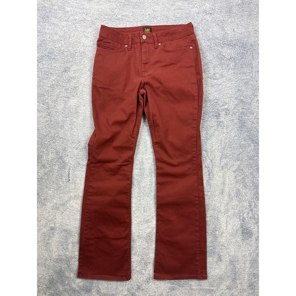 Lee Womens 8M Red Bootcut Pants Stretch Cotton Mid Rise Casual 112354689